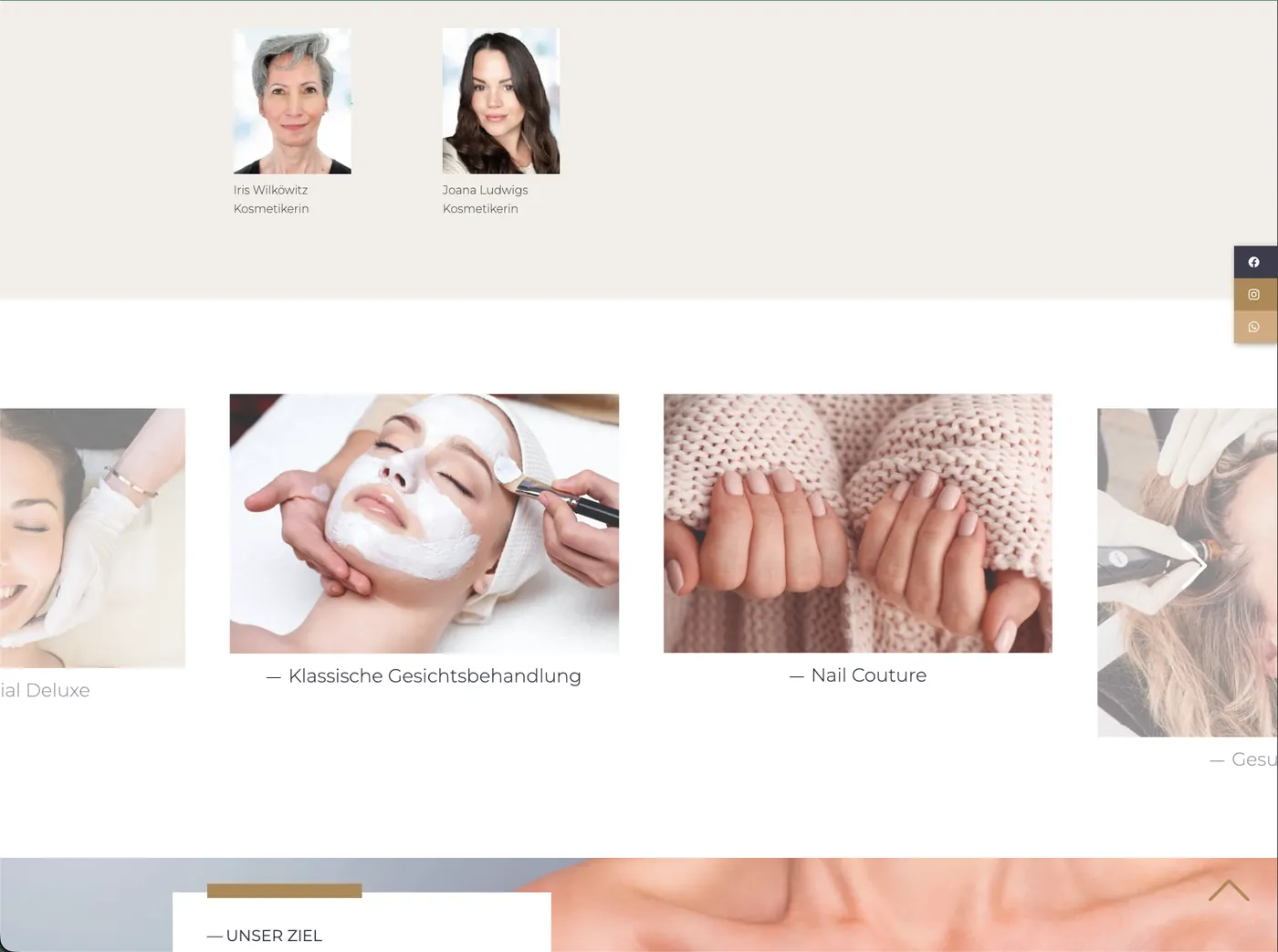 Team-Vorstellung und Content-Card-Grid mit Behandlungen