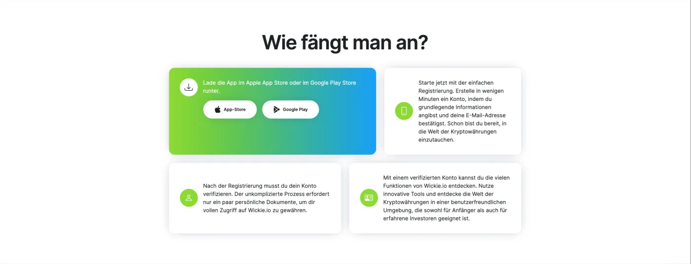 Get-started section: three steps to the app